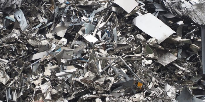 Aluminum and ferrous materials scrap ready for recycling. Full f