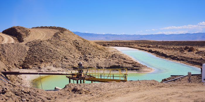 Brine pools for lithium mining.