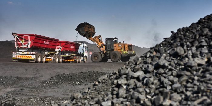 A truck loaded with coal at an open-cast coal mine, operated by Exxaro Resources Ltd. and Thungela Resources Ltd., in Mpumalanga, South Africa, Sept. 9. Photographer: Waldo Swiegers/Bloomberg