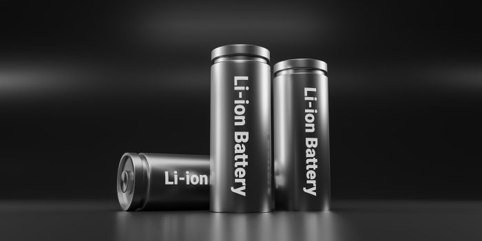 3D rendering lithium ion battery, Li-Ion batteries supply manufacturing for electric vehicle (EV) concept, industrial car technology illustration