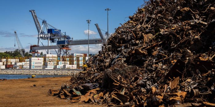 Scrap metal sits at the Port of Leixoes commercial shipping port in Porto, Portugal, on Thursday, July 2, 2020. The European Union said its trade with the rest of the world would slump this year by as much as 868 billion euros ($963 billion), or more than 10%, in a gloomier updated forecast that offers fresh evidence of the global economic damage caused by the coronavirus. Photographer: Eduardo Leal/Bloomberg